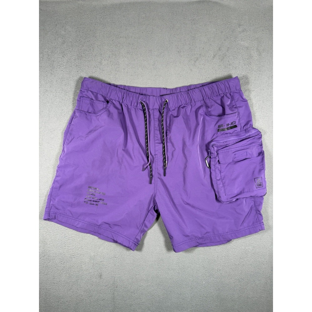 Smoke Rise Mens Purple Nylon Utility Cargo Shorts Techwear Gorpcore Size 4XL